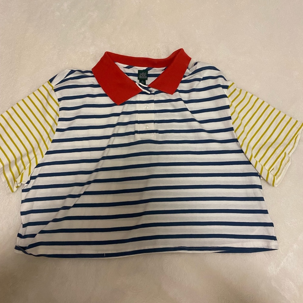Multicolor Button-up Crop Top